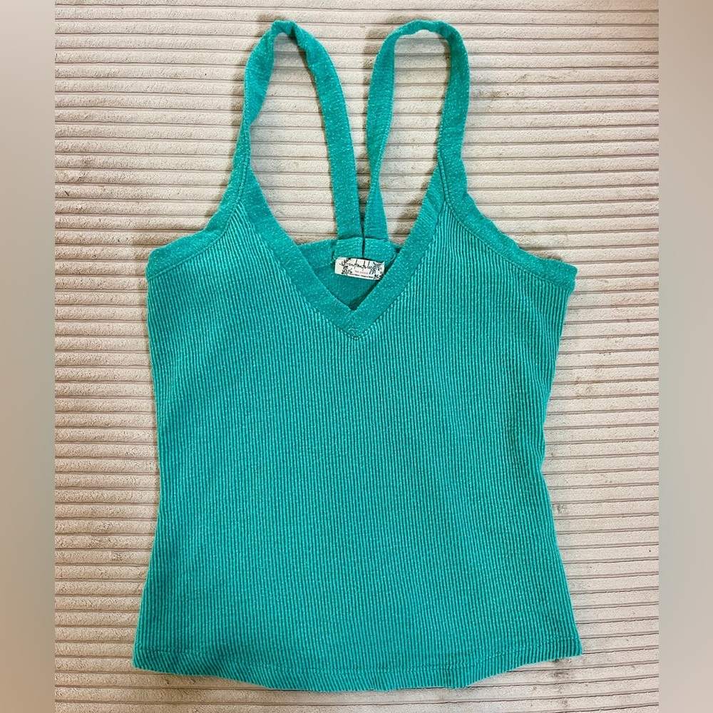Free People Intimately Turquoise Teal Blue Green Ribbed Cami Tank